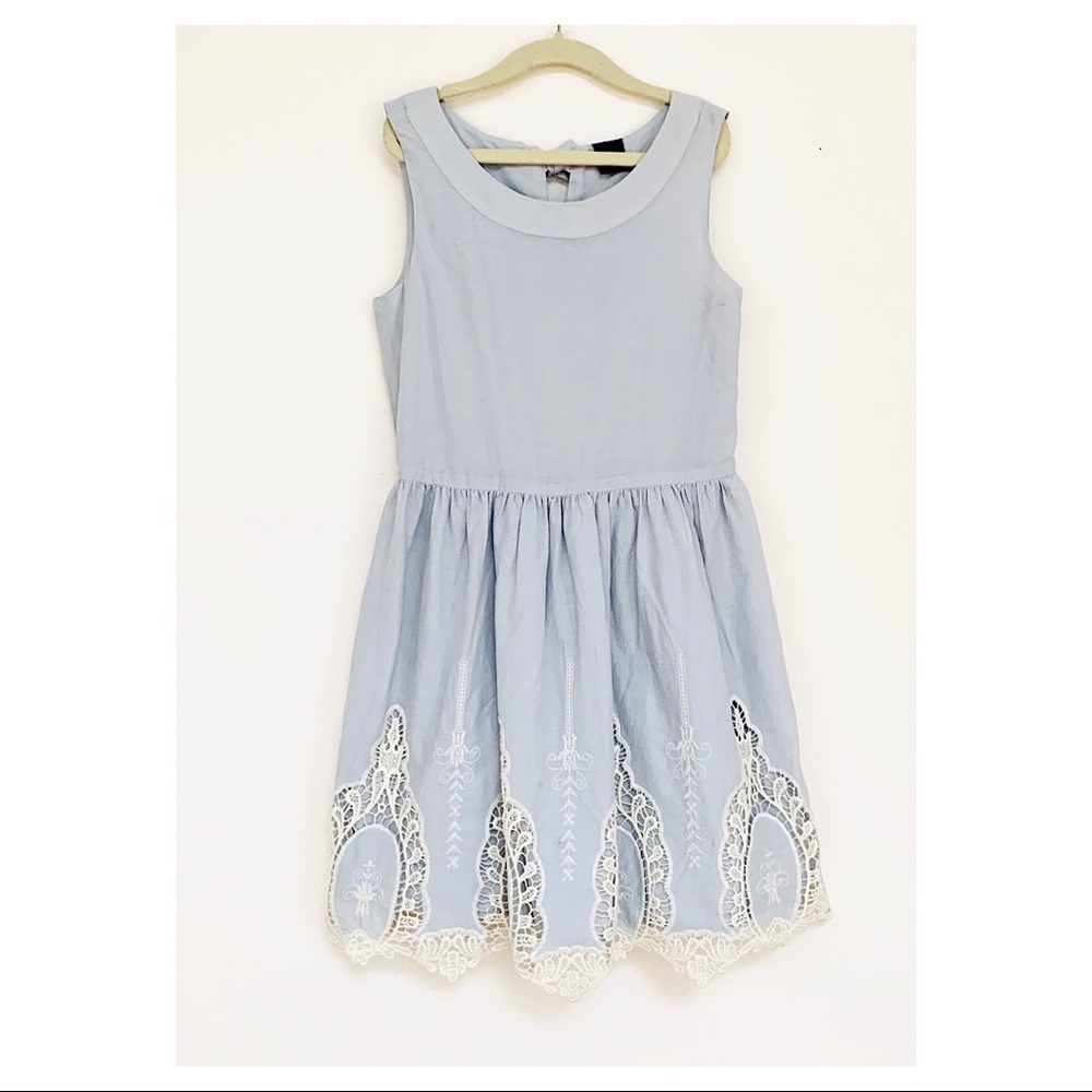 Gap kids ice blue lace trim fit and flare dress